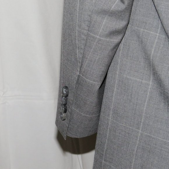 Trunk Club Custom Gray Windowpane Plaid Flat Front Two Button Suit 44R - Picture 10 of 15